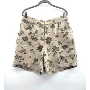 VTG Rafaella Womens Linen Shorts 14 Floral Natural Garden Earthy Cottagecore